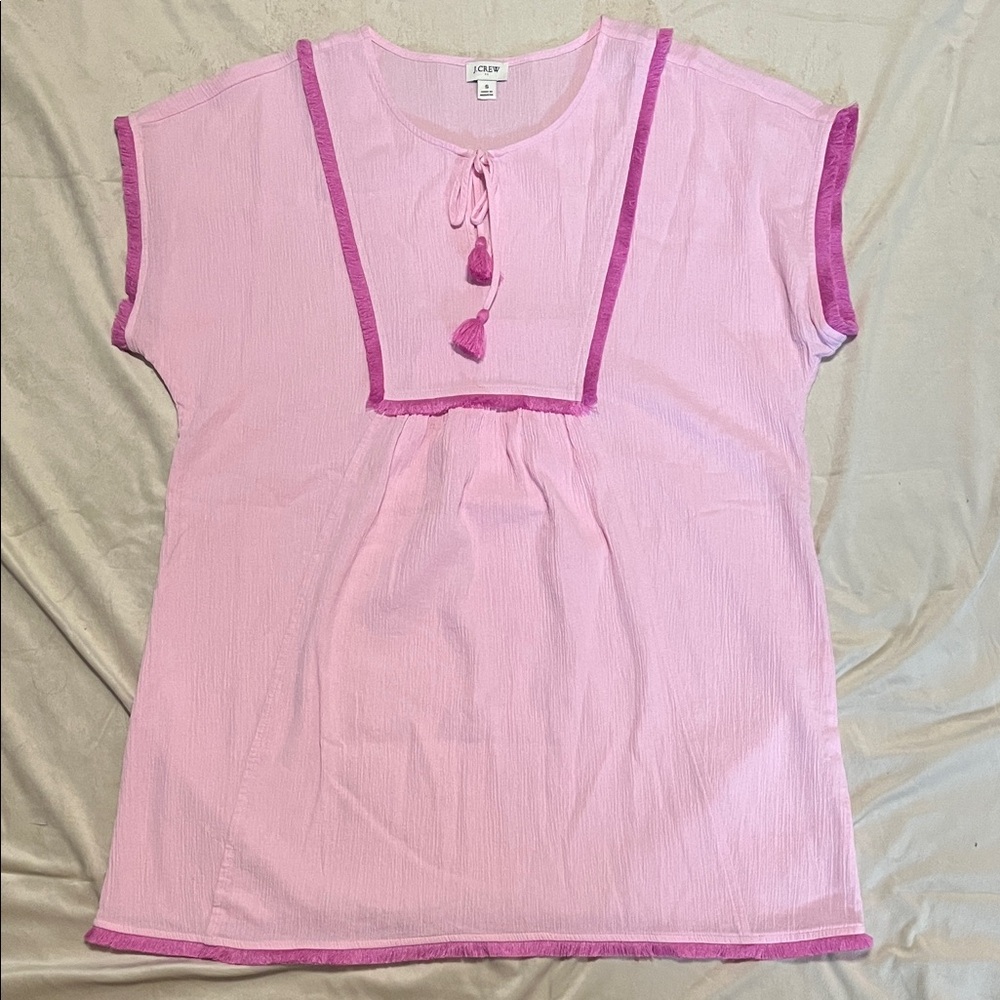 J. Crew Light Pink cover up with Tassel Accents